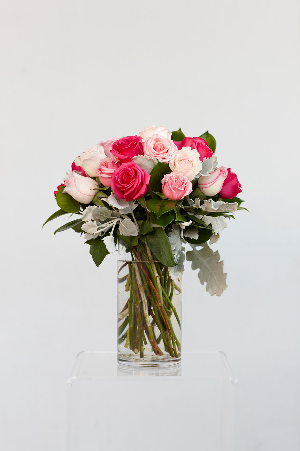Pink mixed rose flower arrangement